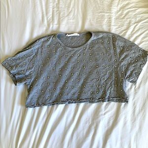Grey Jeweled Cropped Top